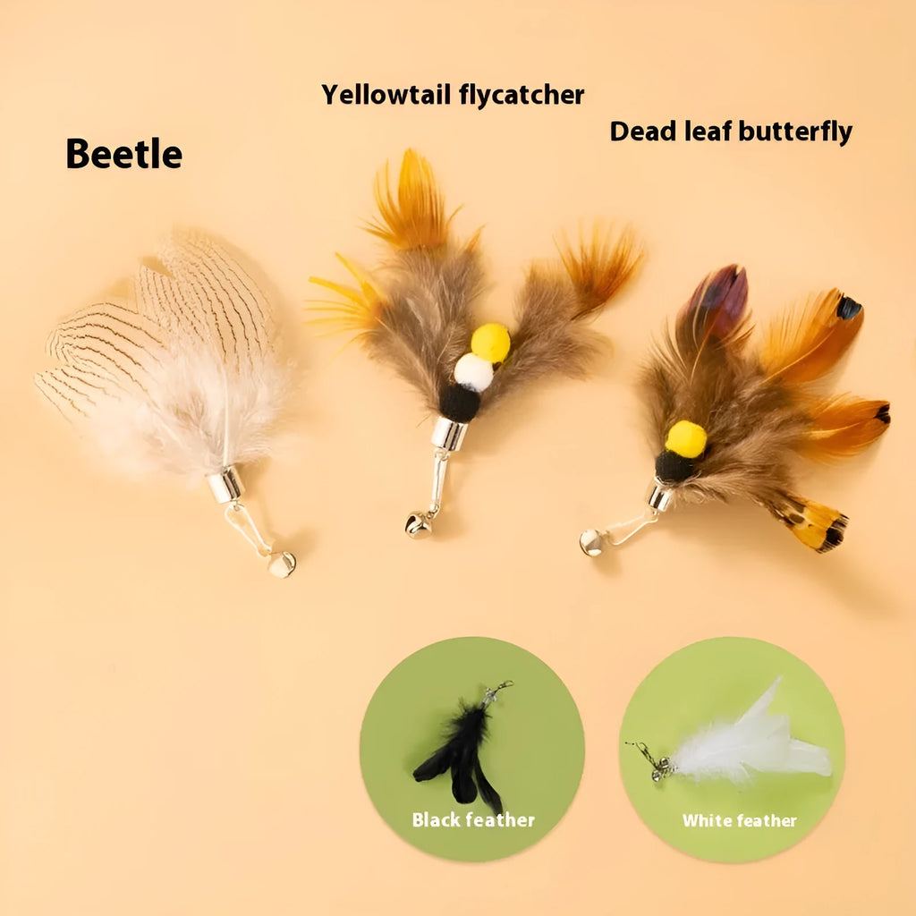 Three steel wire cat toy replacement heads in small flying insects designs