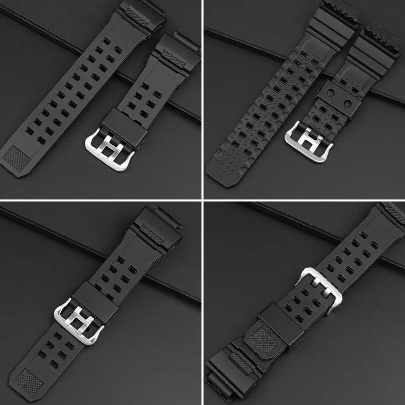 Camouflage pattern TPU rubber watch strap with silver buckle measuring 12+7cm length