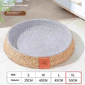 Rattan woven cat nest pet bed available in four sizes S, M, L, and XL