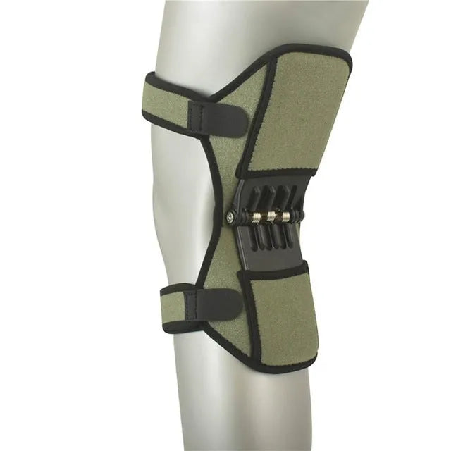 Adjustable knee brace support with spring mechanism and breathable fabric for sports