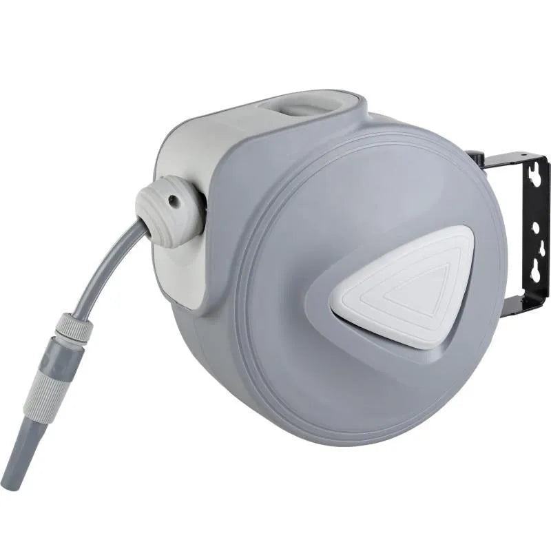 Automatic retractable hose reel with 10 metre PVC water pipe in compact 30.5 cm water drum for car washing