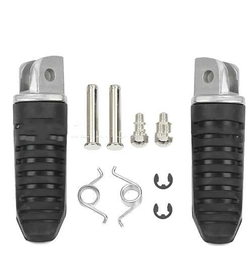 Black aluminium alloy motorcycle footpegs for Suzuki models on a white background.