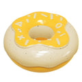 Pink donut-shaped dog chew toy with textured surfaces for dental cleaning