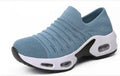 Plus size women's fly-knit sock shoes in stretch mesh with round toe design