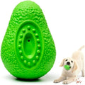 Green avocado-shaped natural rubber indestructible dog chew toy for aggressive chewers.