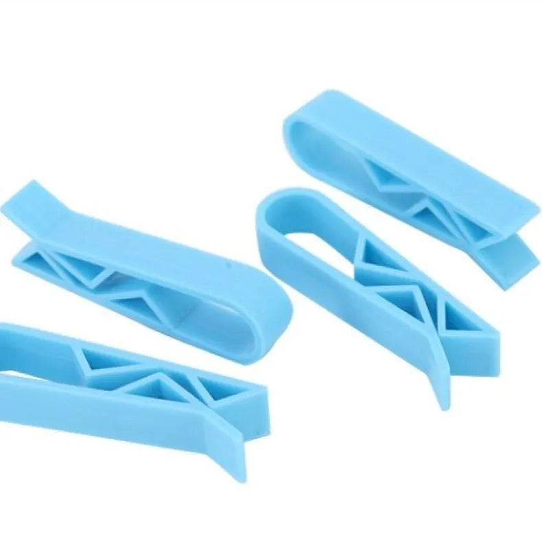 A white PP plastic non-slip clip designed to secure a garbage bag to the side of a trash can.