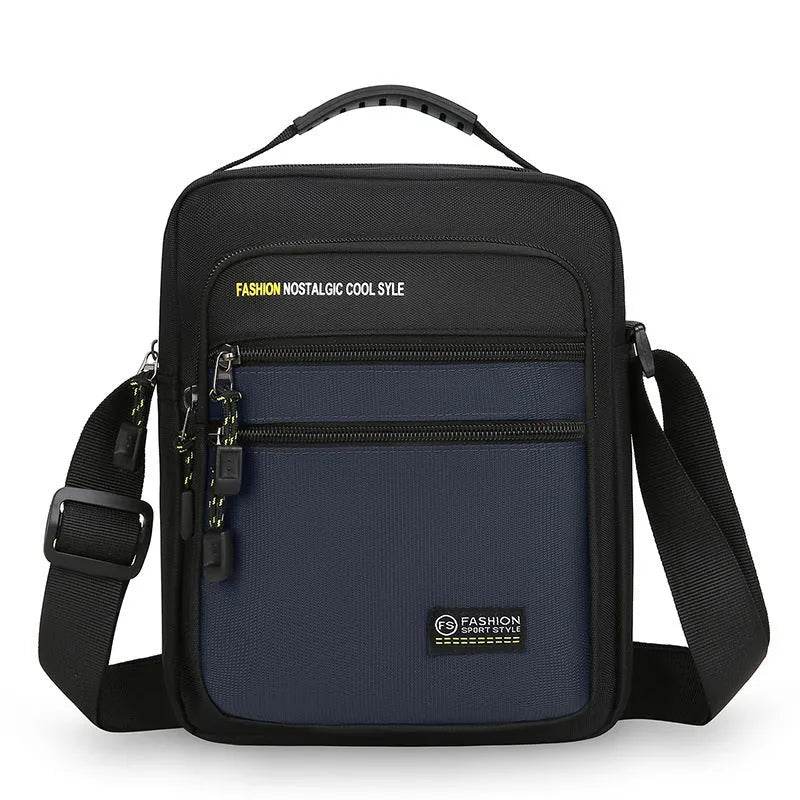 Men's waterproof nylon crossbody bag in urban simplicity style with multiple colour options