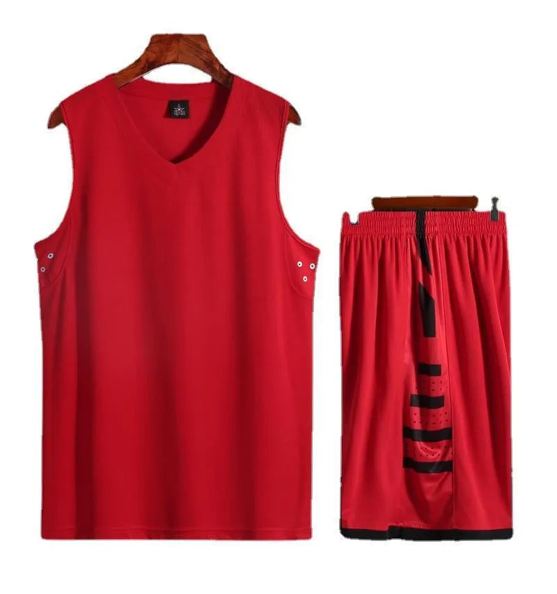 White breathable sports vest and shorts set for basketball and fitness training