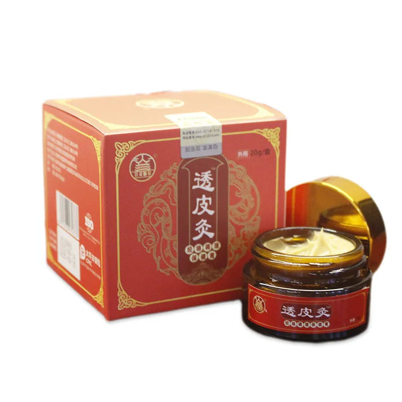 Bestlife herbal skin-penetrating moxibustion paste in a 20g container, Baishi grass translucent colour.