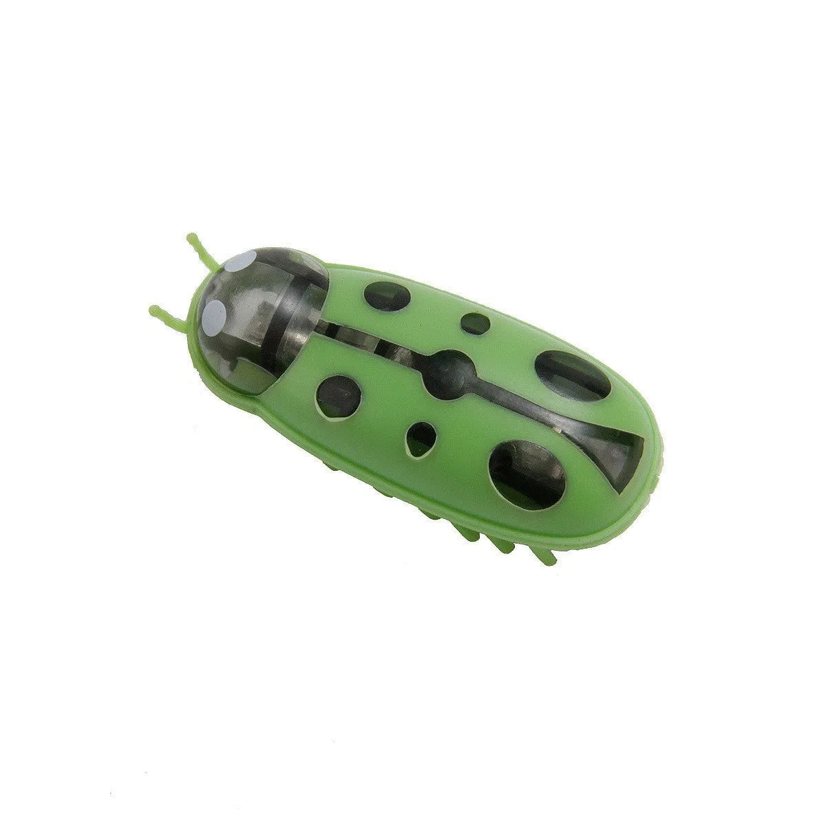 Electric worm-shaped cat teaser toy with jumping insect motion in red and black ladybug style