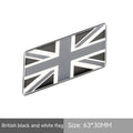 Aluminium national flag car sticker in parallelogram shape, 6.3cm by 3cm, on car rear bumper.