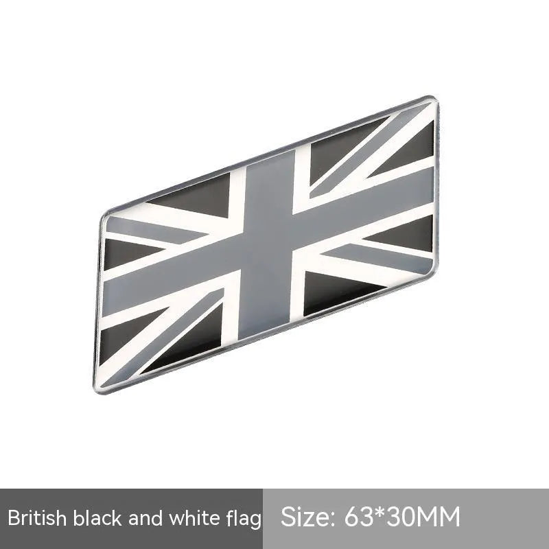 Aluminium national flag car sticker in parallelogram shape, 6.3cm by 3cm, on car rear bumper.