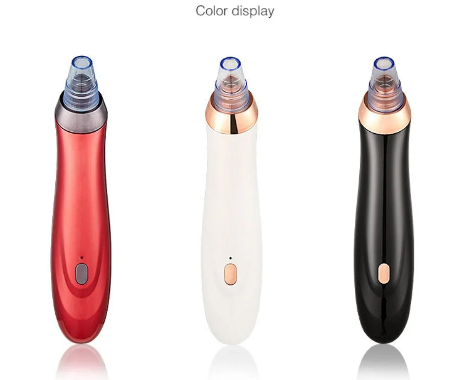 Electric blackhead remover device with four nozzle attachments in different colours
