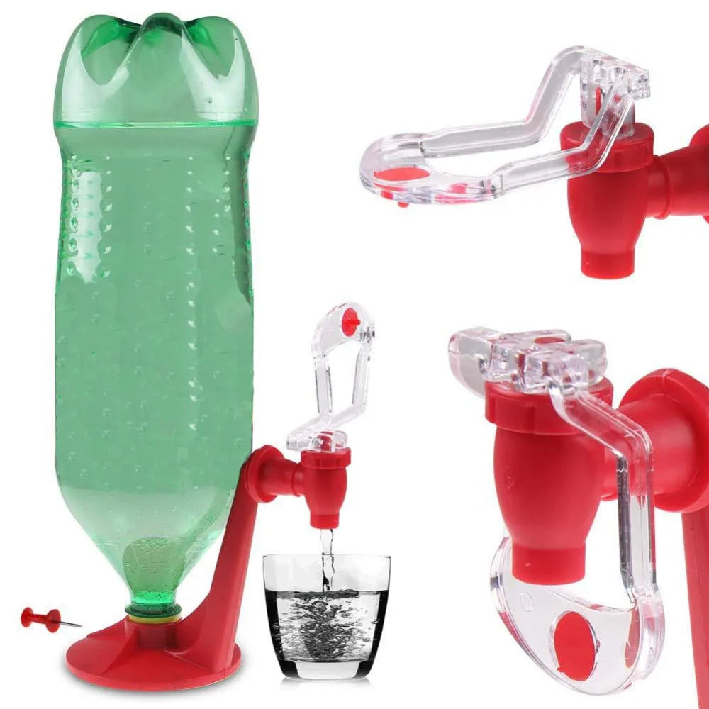 Red plastic Magic Tap soda drink dispenser for 2-litre bottles