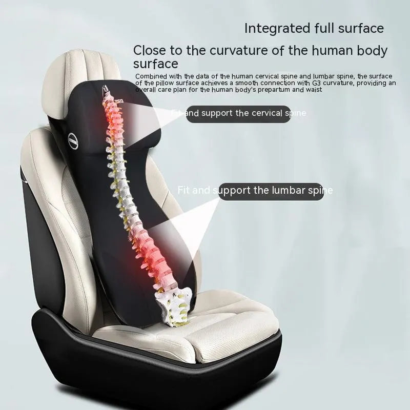 Automotive memory foam headrest and lumbar support cushion in multiple colour options
