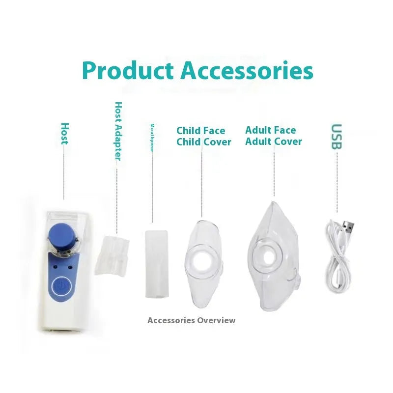 Plastic columnar USB handheld nebuliser with single fog outlet for household use
