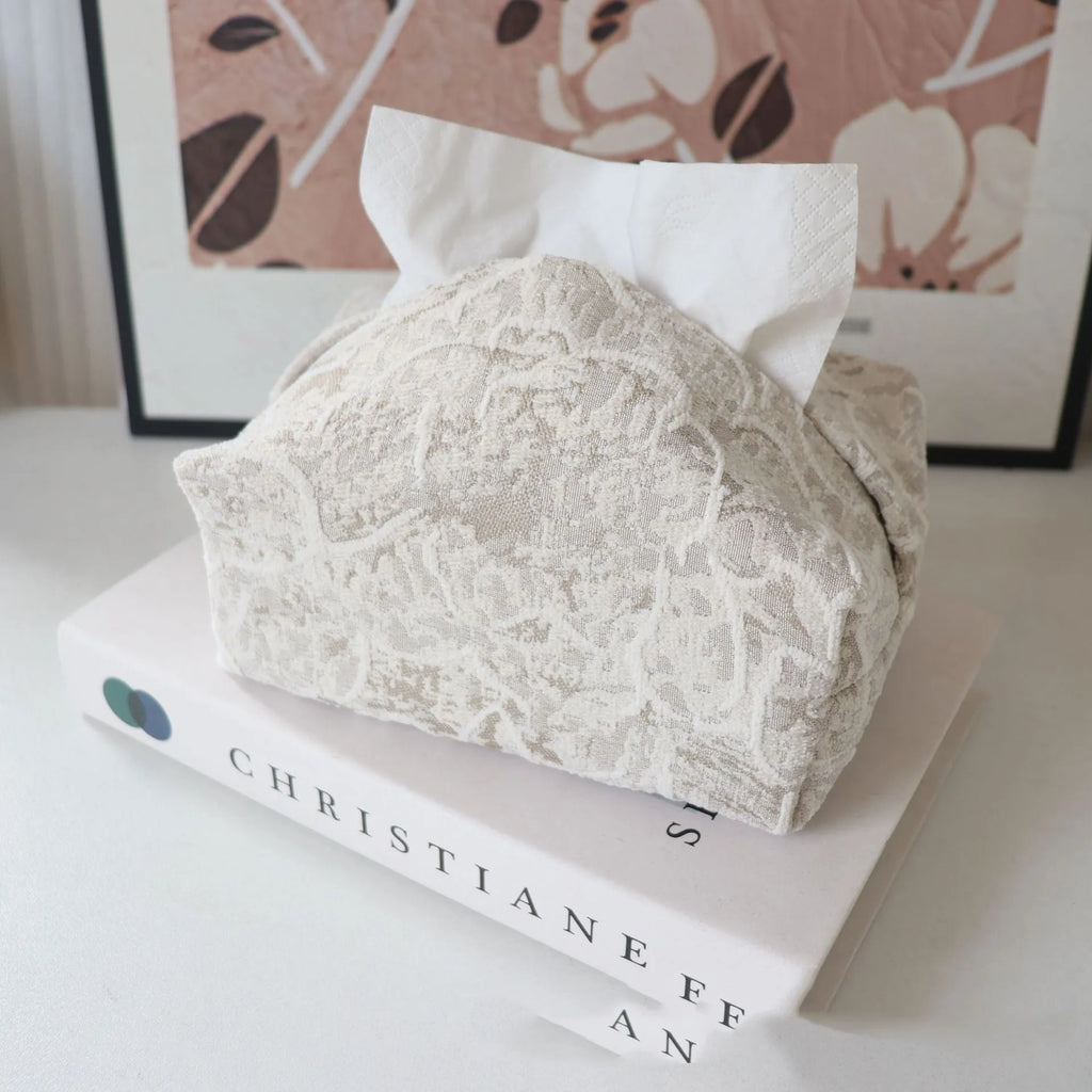 Cotton fabric drawer tissue box in rustic floral pattern for living room decor