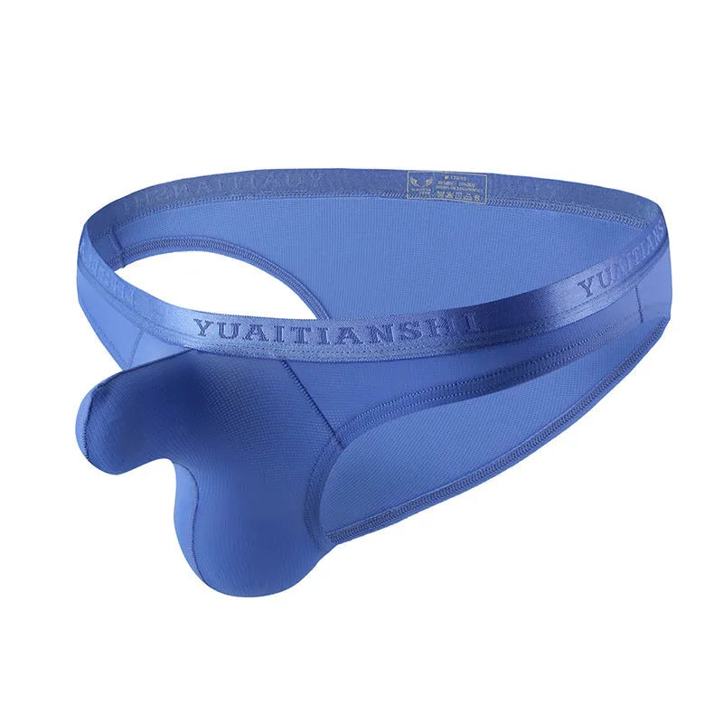 Men's thin solid colour underwear in breathable nylon fabric showing low waist design and colour options