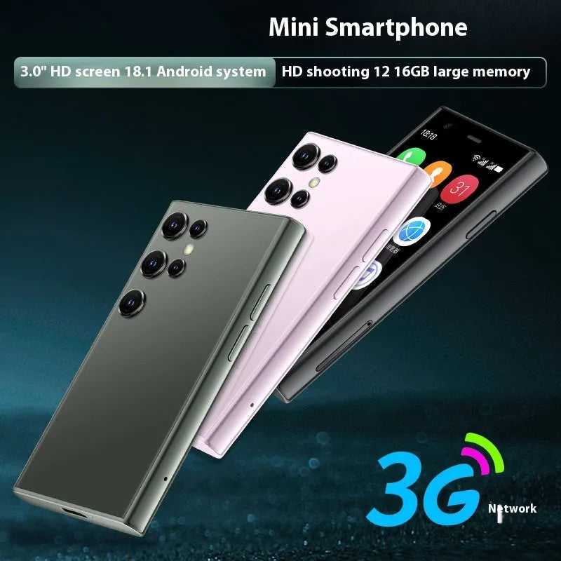 S23PRO XS15 mini smartphone in black, green or pink purple with 30cm screen and straight plate design