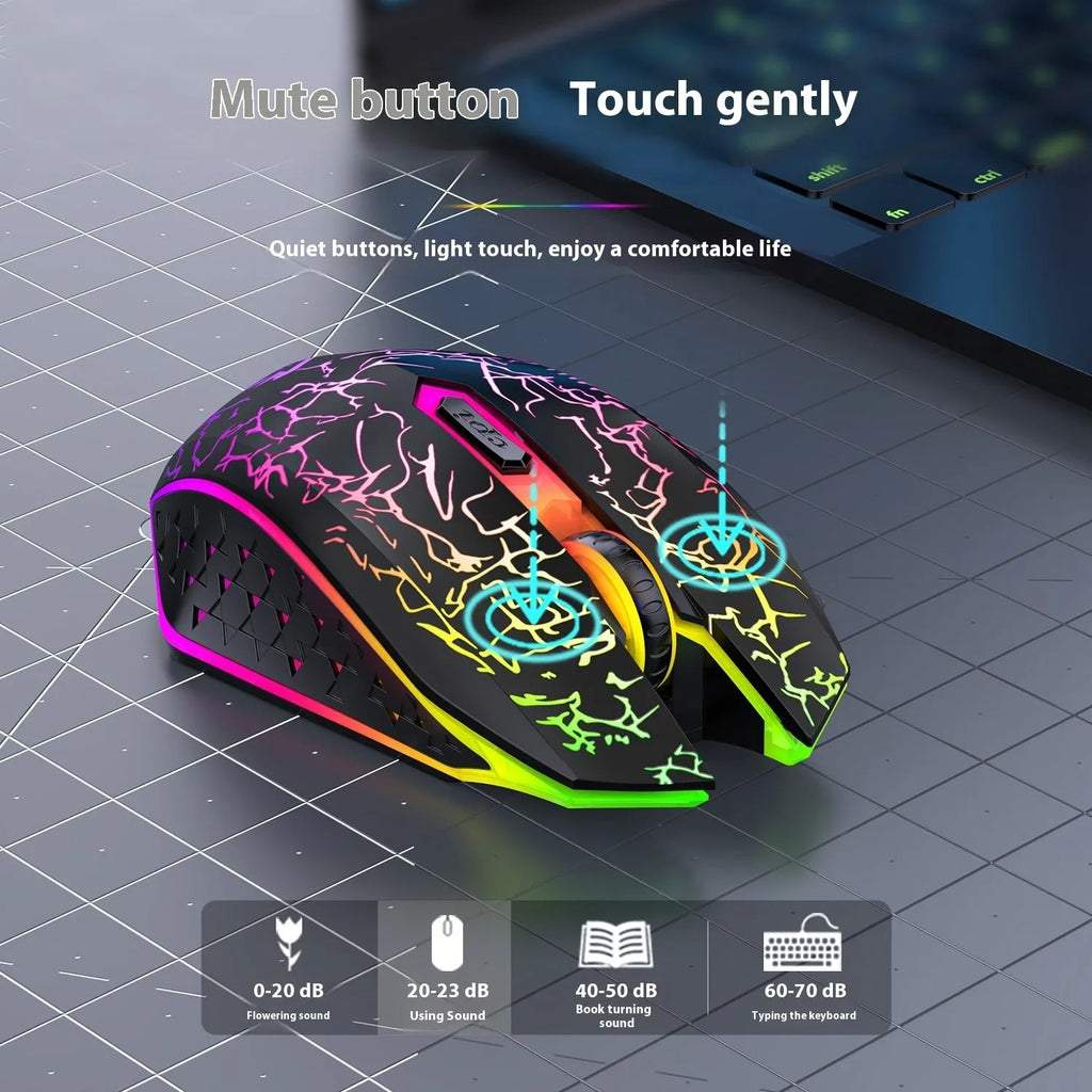 Black and white Bluetooth dual-mode gaming mouse with luminous lights and charging cable