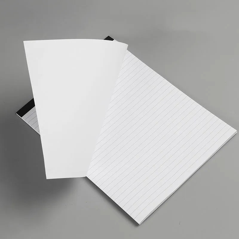 A4 tearable note pad with wireless adhesive binding showing grid and lined format options