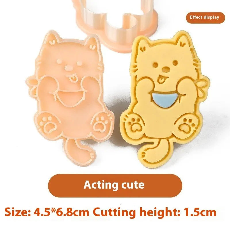 3D plastic puppy cartoon biscuit mould with seven design options