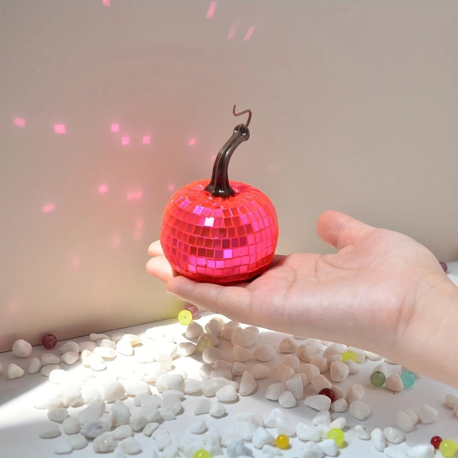 Chinese style glass Halloween pumpkin mirror decoration in multiple sizes