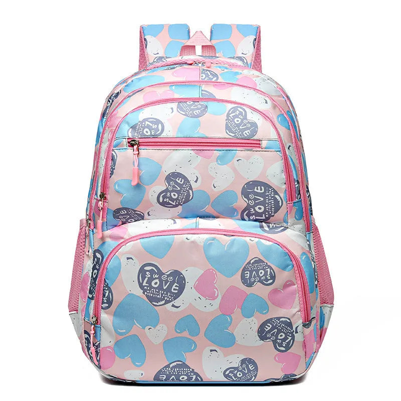 Blue student backpack with air pillow straps, made from Oxford cloth.