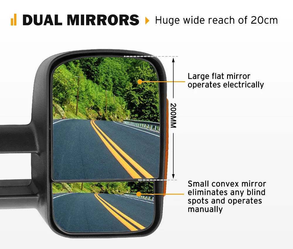 Black electric exterior rear view mirror with light for Nissan NP300 D23 2015 onward model
