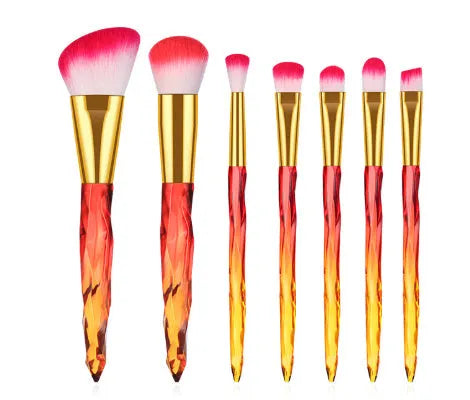 10-piece crystal handle foundation brush set with artificial fibre bristles in four colour options