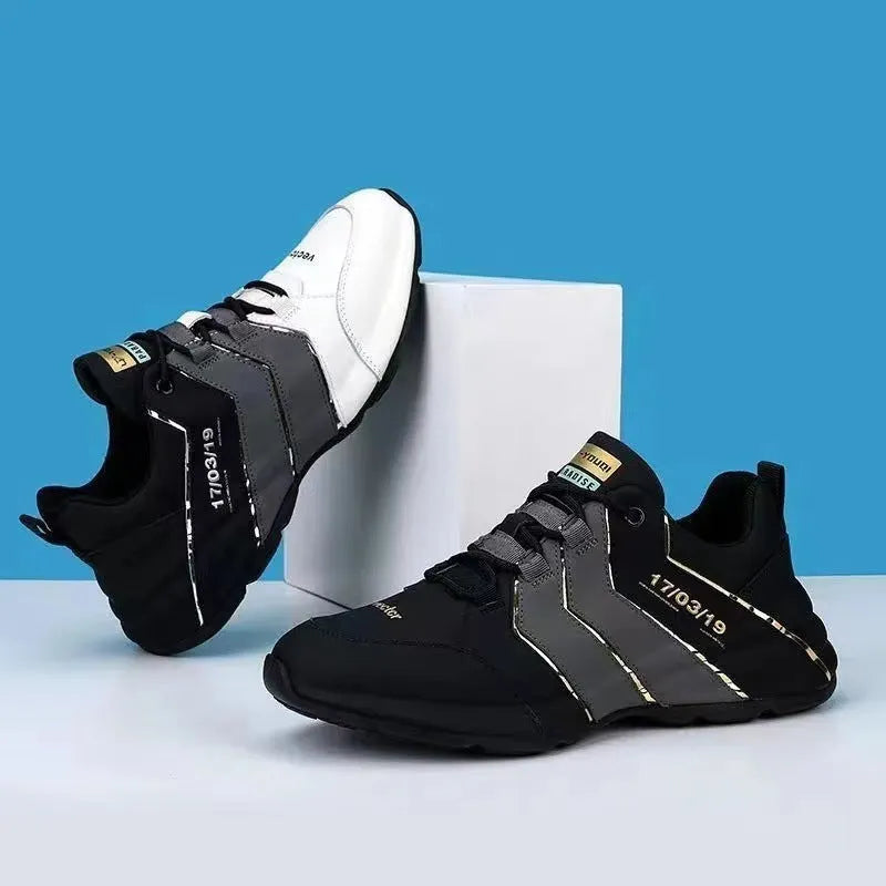 Casual sneakers with mesh lining and plastic soles in black and grey colour
