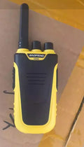 Red and yellow high-power intercoms showing 10W power rating and compact dimensions