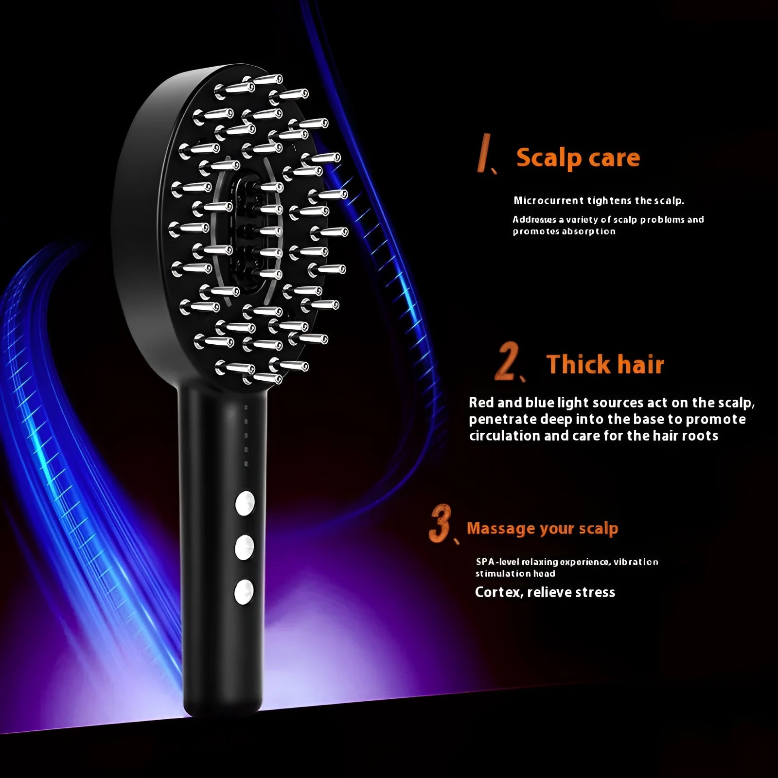 KD3802 Black scalp medicine supplying device with multifunctional vibration massage for scalp soothing