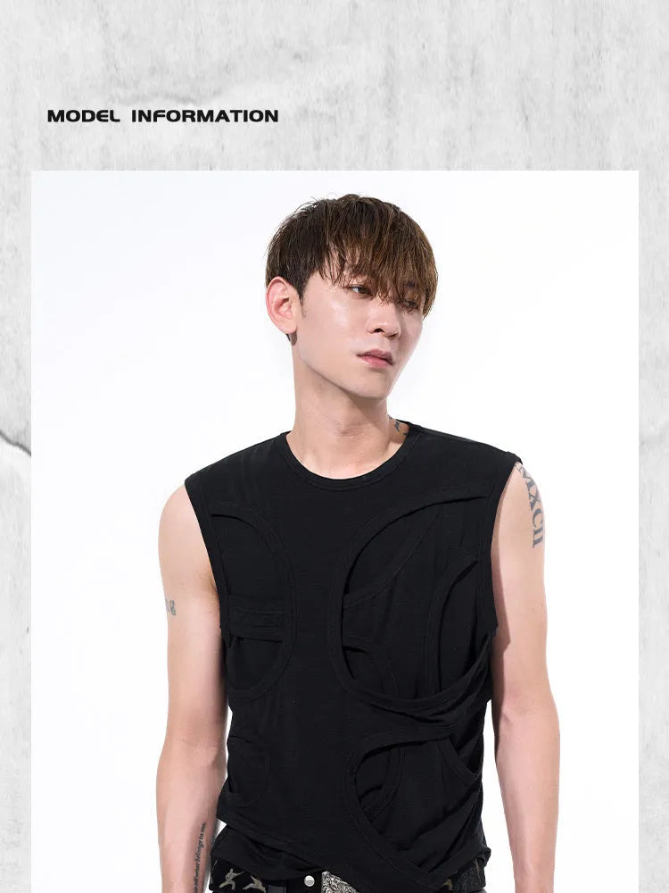Men's solid colour lyocell vest with round neck tank top design in black and grey options