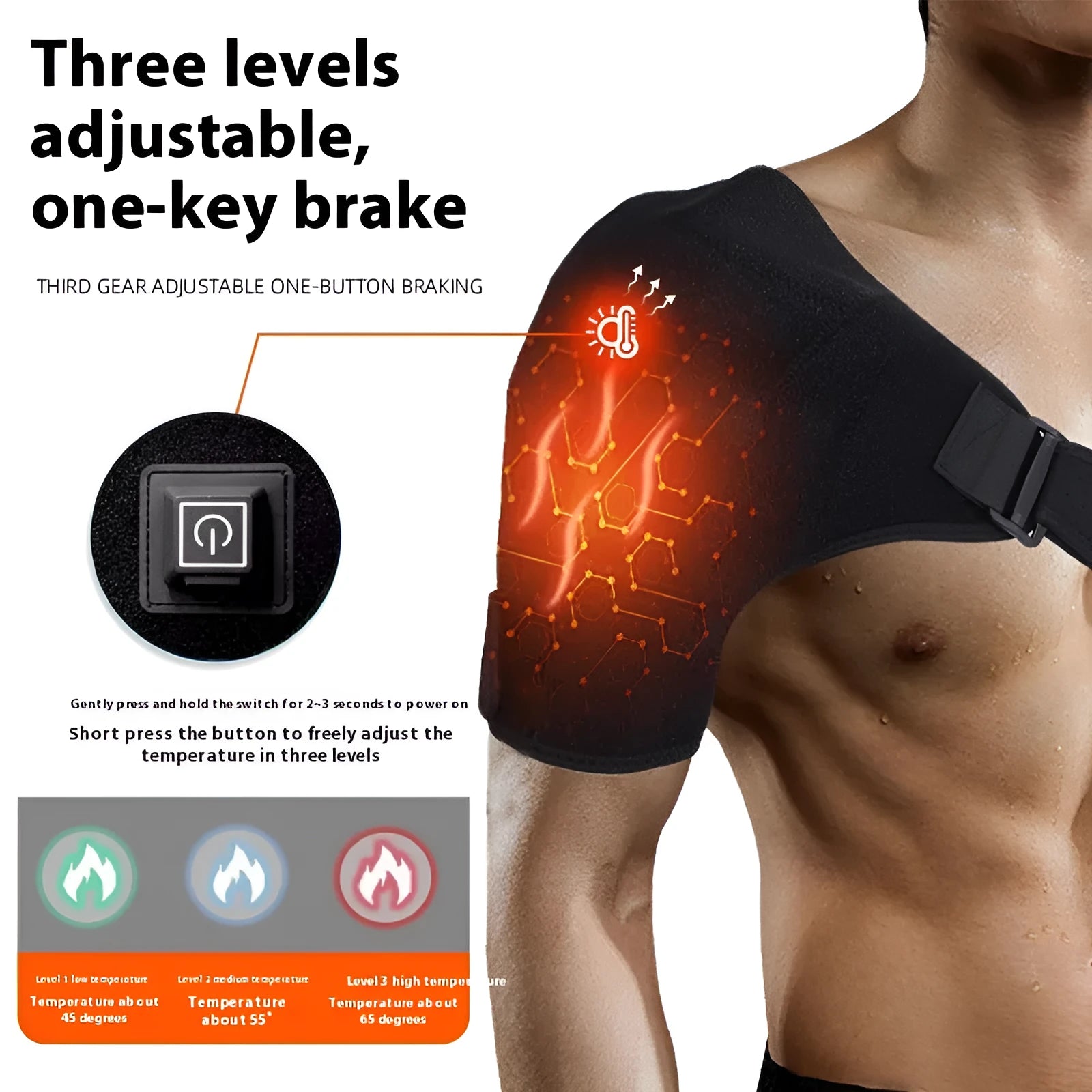 USB electric heating shoulder pad showing padded construction with integrated heating elements
