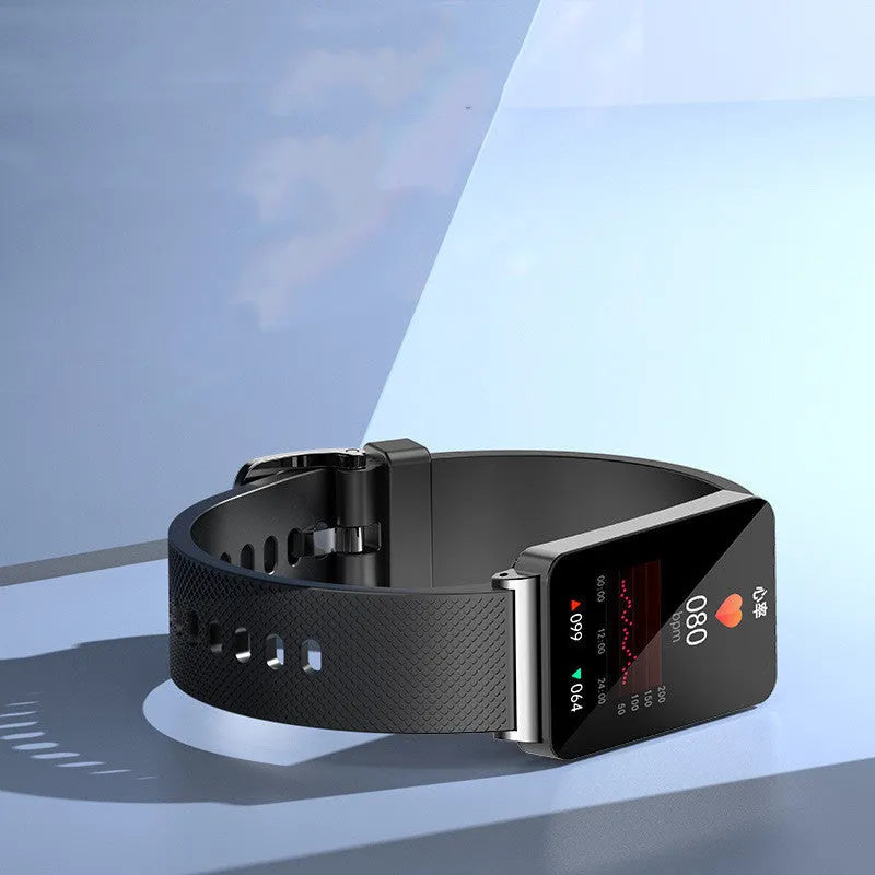 Blood Glucose Smart Bracelet with touch screen and TPU strap in black, gold, or silver colours