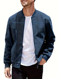 Men's plus size suede casual jacket in army green colour with a zip front.