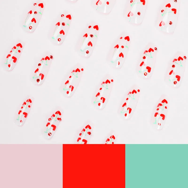 French love heart red diamond small cherry nail art decoration stickers JP1601 colour