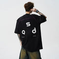 Cotton letter print short-sleeve t-shirt in loose fit with round neck collar in black and white colour options