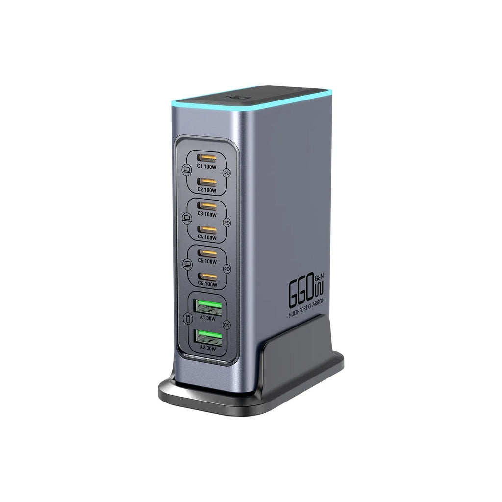 660W gallium nitride desktop fast charger with multiple TYPE-C ports and international plug options