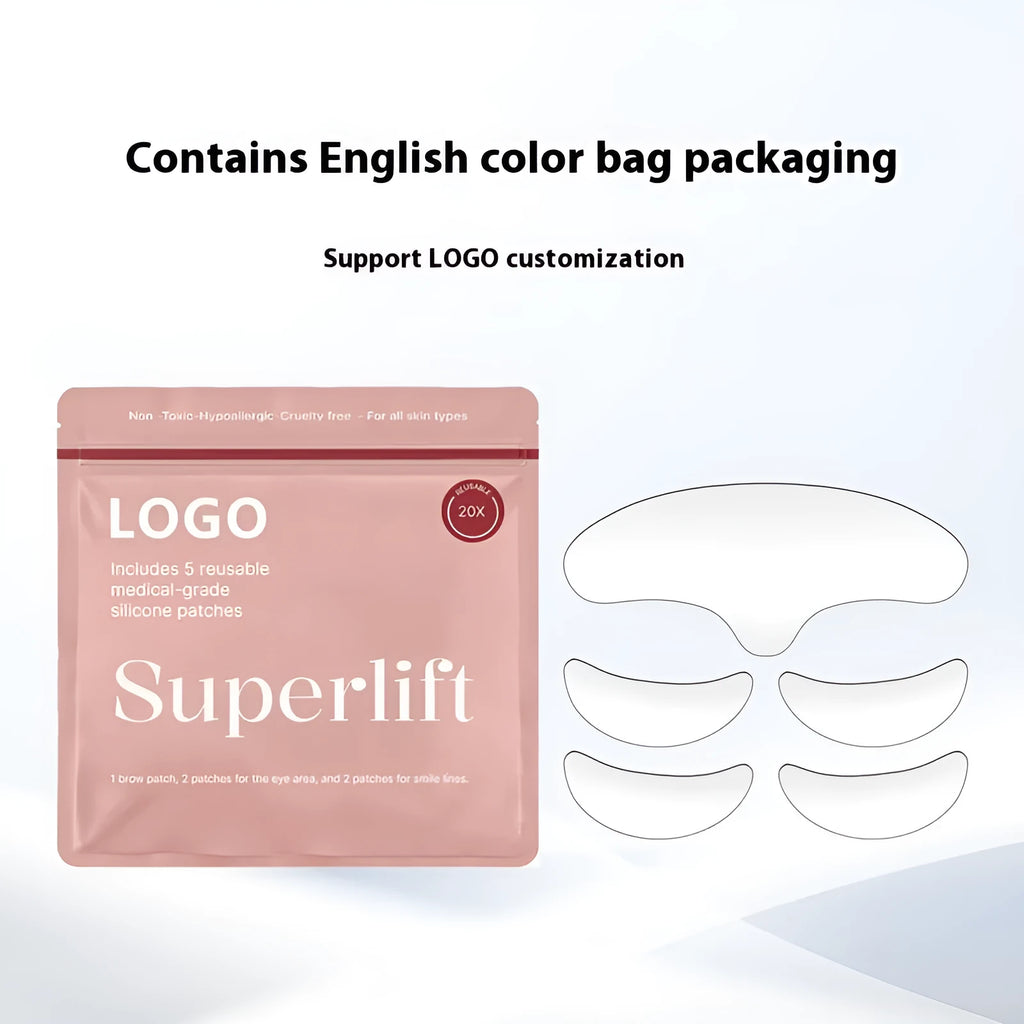 5 silicone anti-wrinkle face patches for forehead and frown line reduction