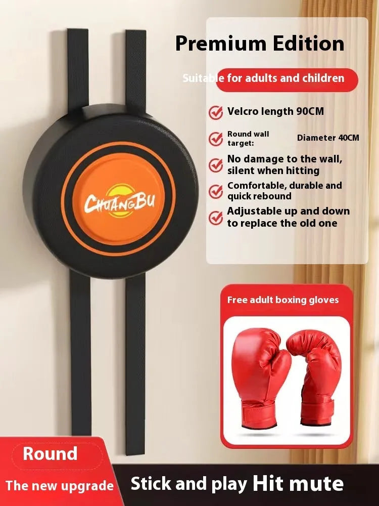 Hanging boxing wall target with PU leather surface mounted on bracket