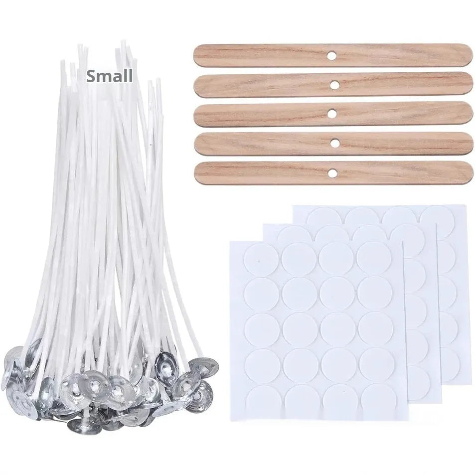 White cotton candle wicks for DIY candle making in three different lengths