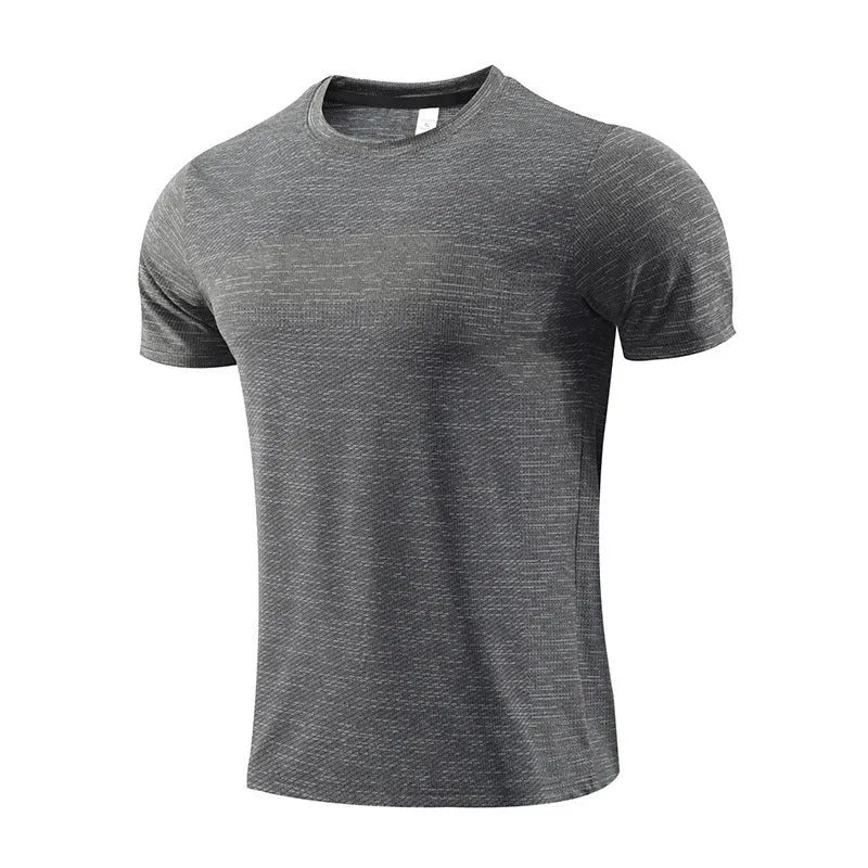 Short sleeved polyester spandex T-shirt for running and workouts in assorted colours.