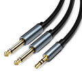 3.5mm to dual 6.35mm male audio cable with gold connectors