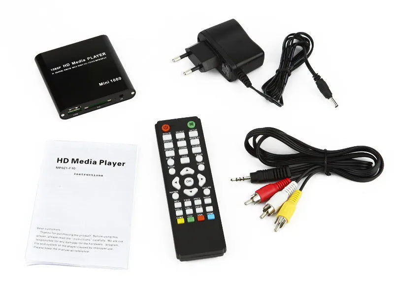 1080P Full HD media player in black or blue with HDMI, SD, USB and HDD ports