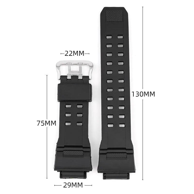 Camouflage pattern TPU rubber watch strap with silver buckle measuring 12+7cm length