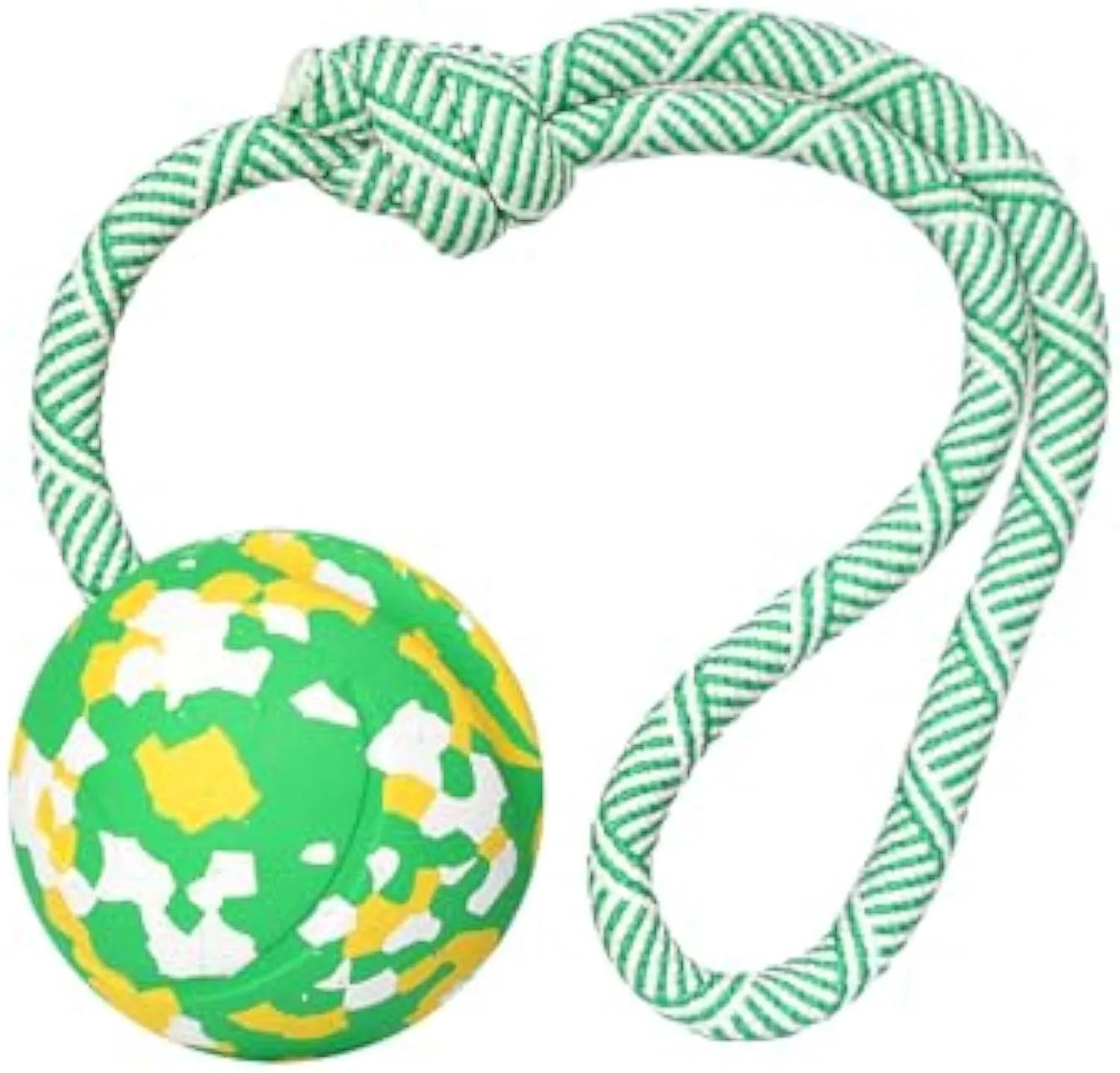 Dog rope ball toy with natural rubber ball and nylon rope in two sizes