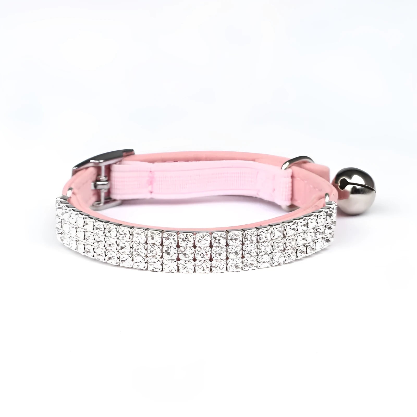 Adjustable rhinestone velvet cat collar in red colour showing 20-30cm length adjustment