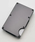 Aluminium grey carbon fibre credit card wallet with RFID blocking showing seven card slots